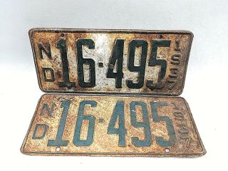 1937 North Dakota License Plate Pair