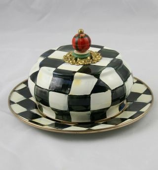 Mackenzie Childs Courtly Check Covered Round Butter Dish