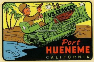 Vintage Port Hueneme Seabees California State Souvenir Waterslide Travel Decal