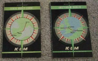 Near (2 Count) Klm Airline Route Maps 1940 