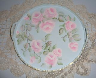 Light Blue Shabby Roses Trinket Tray Hp Chic Cottage Vintage Hand Painted