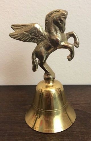 Pegasus Brass Bell Vintage Dinner Mythical Creature Horse Hollywood Regency Euc