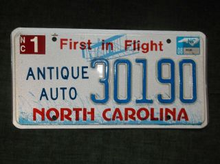 North Carolina " Antique Auto " License Plate