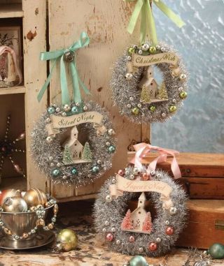 Bethany Lowe Designs Christmas Pastel Wreaths Set Of 3 Assorted
