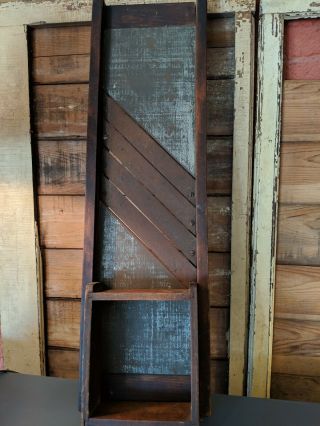 Antique Primitive Wooden And Metal Slaw Kraut Cutter Cabbage Shredder Board