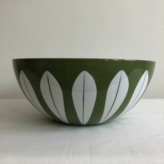Cathrineholm Enamel Green Lotus Bowl.  Norway 11 Inches