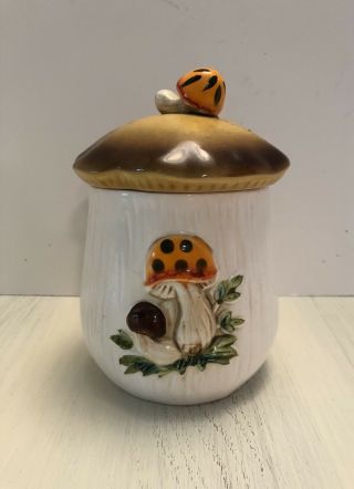 Vintage 1978 Merry Mushroom Small 6”Kitchen Canister Sears Roebuck Japan Ceramic 2