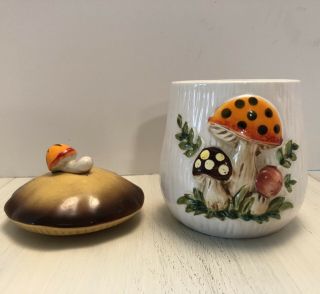 Vintage 1978 Merry Mushroom Small 6”Kitchen Canister Sears Roebuck Japan Ceramic 3