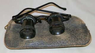 1938 Wollensak Allscope Telescopic Binocular Eye Glasses W/leather Zippered Case