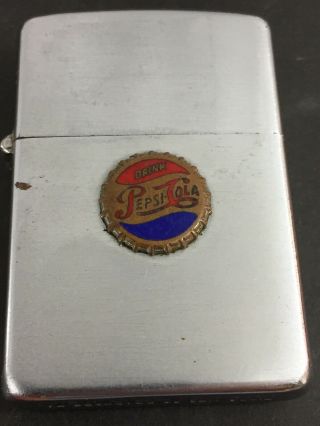 1953 Zippo Lighter - Pepsi - Cola Emblem - Steel Case Zippo