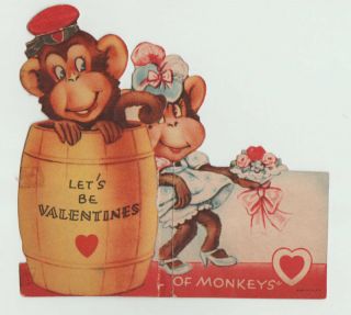 Victorian Valentine,  Monkey Couple,  Fold Out
