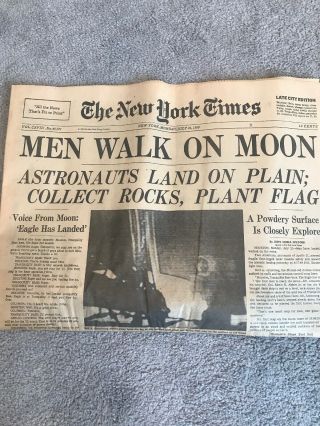 Vintage York Times - - " Men Walk On The Moon " - - Monday July 21,  1969