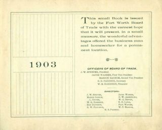 1903 FORT WORTH TEXAS TX SOUVENIR PROMOTIONAL PICTURE BOOK,  TEXAS PRINTING CO. 2