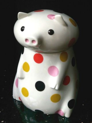 Jonathan Adler Piggy Pig Cookie Jar Polka Dot Canister So Cute Rare Spotted