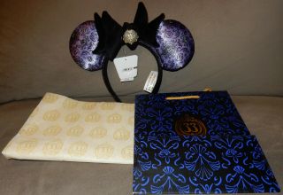 Disney Club 33 Minnie Mouse Ears Haunted Mansion 50th With Paper & Bag