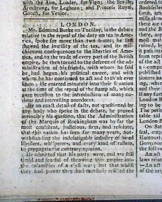Stamp Act Taxing America Debate Pre Revolutionary War Tensions 1774 Uk Newspaper