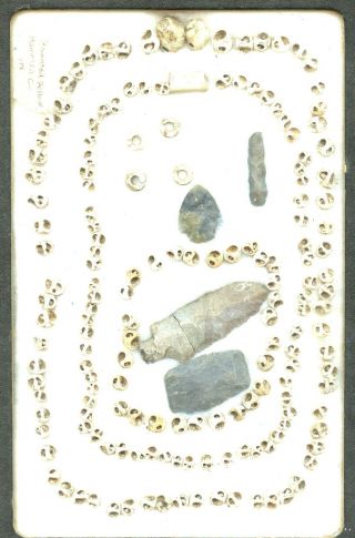 Indian Artifacts - Fine Shell Bead Necklace And Points Haunted Hollow Site