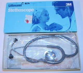 Vintage Medical Stethoscope Lilly 3m Littmann Cardiology Gray Tubing