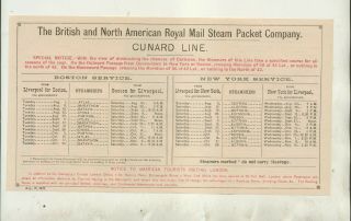 1876 BOSTON & YORK TO LIVERPOOL AND BACK TIMETABLE SCHEDULE CUNARD LINE 3