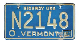 Vintage Blue Vermont 1983 Highway Use Debossed License Plate,  N2148