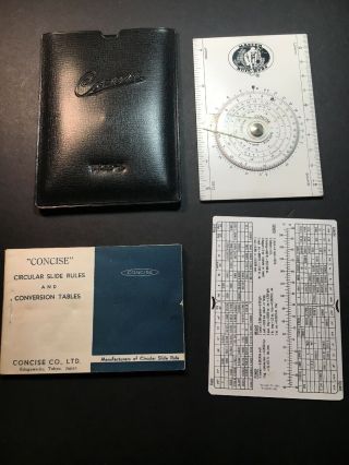 Vintage Concise Type E Circular Slide Rules And Conversion Tables