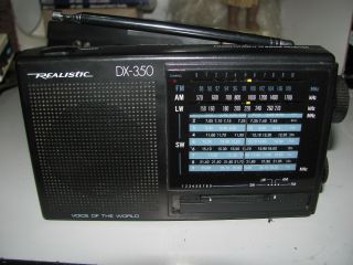 Realistic Dx - 350 12 Band Receiver Portable World Radio Fm - Mv - Lw - Sw 1 - 9 In Vgwo