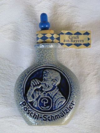 Vintage German/bavarian Stoneware Snuff Bottle Poschl - Schmalzler 4 7/8 " Tall