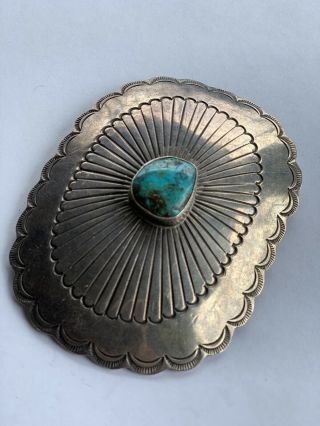 Old Pawn 1930’s Navajo Turquoise Sterling Silver Belt Buckle Hallmarked