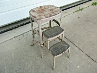 Vintage Cosco Tip Out Steps Backless Kitchen Metal 2 Step Stool Well Nr