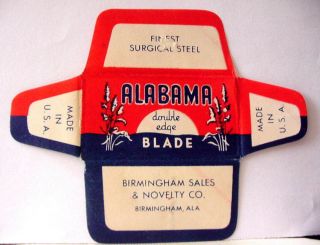 Vintage Very Rare Alabama De Safety Razor Blade