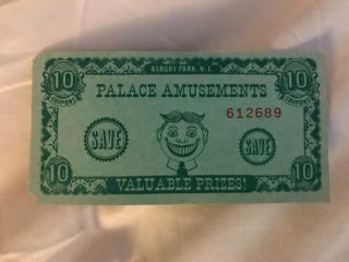 Palace Amusements Vintage Asbury Park Nj 10 Point Coupon Prize Ticket Tilly