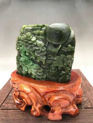 100 natural HETIAN Jasper jade Hand carving Landscape elderly states w081 3