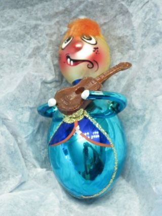 Vintage De Carlini Italy Blown Glass Man Guitar Christmas Annealed Arms Ornament
