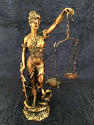 Copper Finished 18 " Lady Justice Statue Figurine Perfect Gift