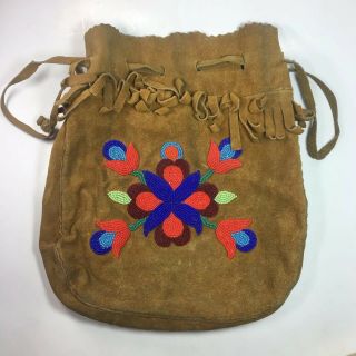Antique Native American Cree / Woodlands / Plains Beaded Leather Medicine Bag