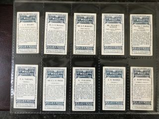 W D & H O WILLS CRICKETERS 1908 FULL SET (small 