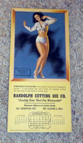 1944 Pin Up Girl Calendar By Earl Moran All In Motion 597