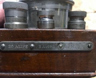 Antique Hoyt DC Volt Meter,  Ammeter Early Electrical Gauge,  Wood Base Rare 5