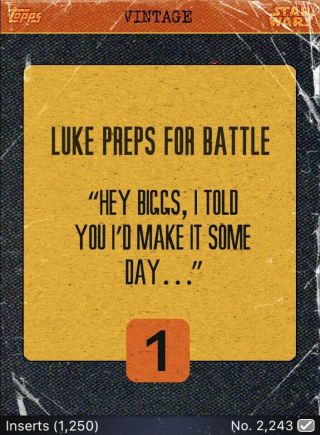 Topps Star Wars Card Trader (SWCT) Series 1 Vintage Luke Preps For Battle 2