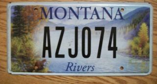 Single Montana License Plate - Azj074 - Rivers