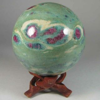 2.  6 " Ruby In Fuchsite Sphere Ball W/ Stand - India - 67mm