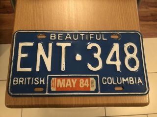 1984 British Columbia License Plate Plate