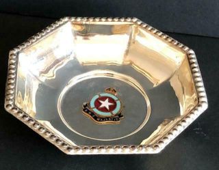 White Star Line,  Rms Majestic,  Silver Plated Souvenir Dish With Enamelled Badge