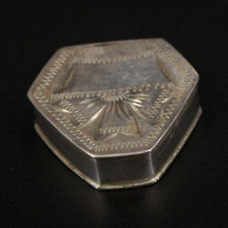 Vtg Sterling Silver - Etched Engraved Filigree Solid Pillbox Container - 18g