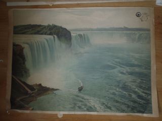 Vintage Pull Down Chart Of Niagara Falls,  Usa,  Litograph