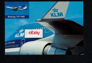 Klm Royal Dutch Airlines Boeing 747 - 400 Airline Issue Reliable Airline Postcard