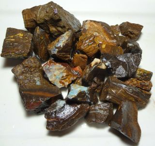Natural Boulder Opal Rough Parcel From Quilpie 1.  28 Kg Total Lapidary Hobby