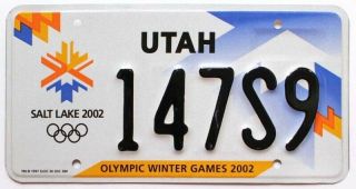 Utah 2002 Olympic Winter Games License Plate,  147s9,  Specialty Optional