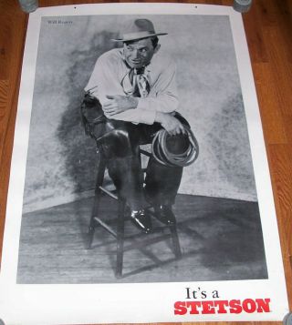 Will Rogers It’s A Stetson Hat Store Advertising Poster Sign Old Western Print