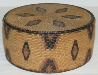 Antique Native American Indian Hand Woven Lidded Basket,  Estate Find - Nr